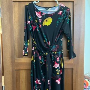 NEVER WORN Ann Taylor Factory Size Small Floral Tie Front Black Dress